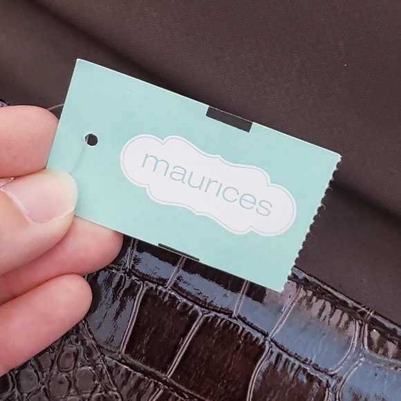 Maurices Brown Snakeskin Crocodile Cheetah Print Clutch Bag Purse - Picture 7 of 8